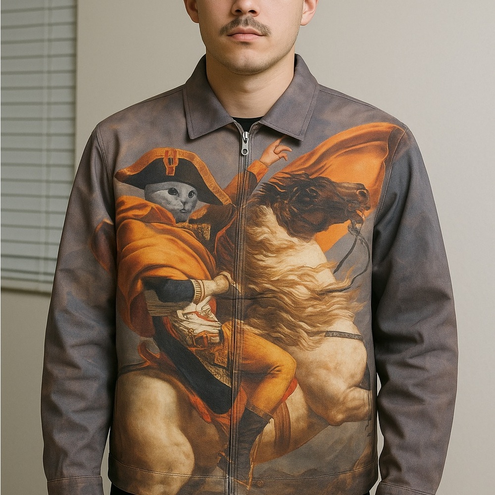 Ripndip Artistic Print Jacket in Gray and Orange